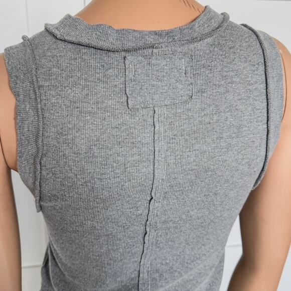 We The Free, Heather Grey Kate Tank, Ribbed Stretch Cotton, Women’s Medium - Picture 6 of 9